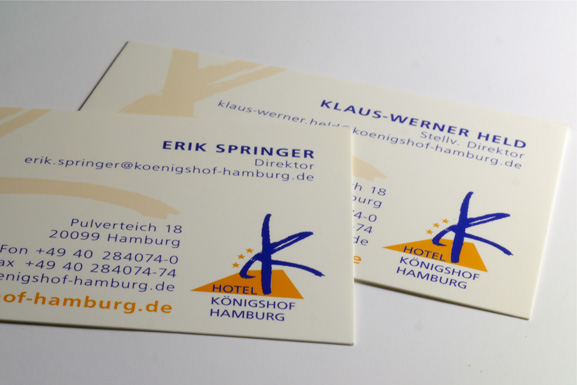 Visitenkarten Hotel Königshof Hamburg