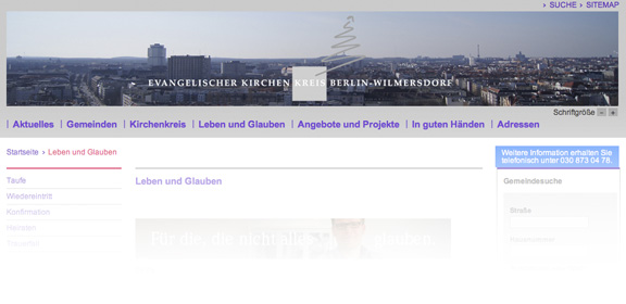 Verwendung des Logo auf der Webseite des Kirchenkreises Wilmersdorf