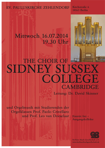 Plakat für Konzerte auf der Barock-Orgel - Berliner Bach Gesellschaft